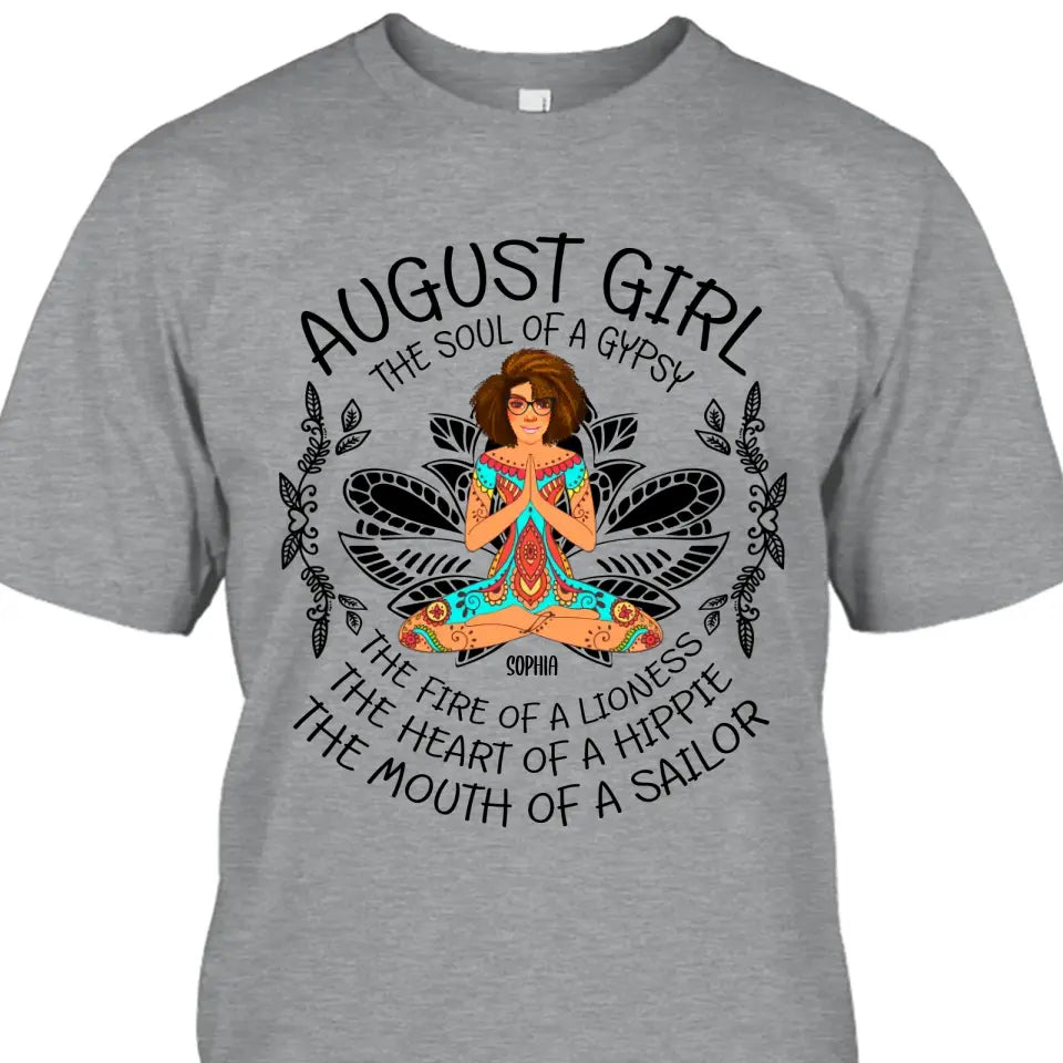 Personalized 12 Birth Month Girl - The Heart Of Gypsy, The Mouth Of A Sailor - T-Shirt and Hoodie - Hippie Gift For Birthday