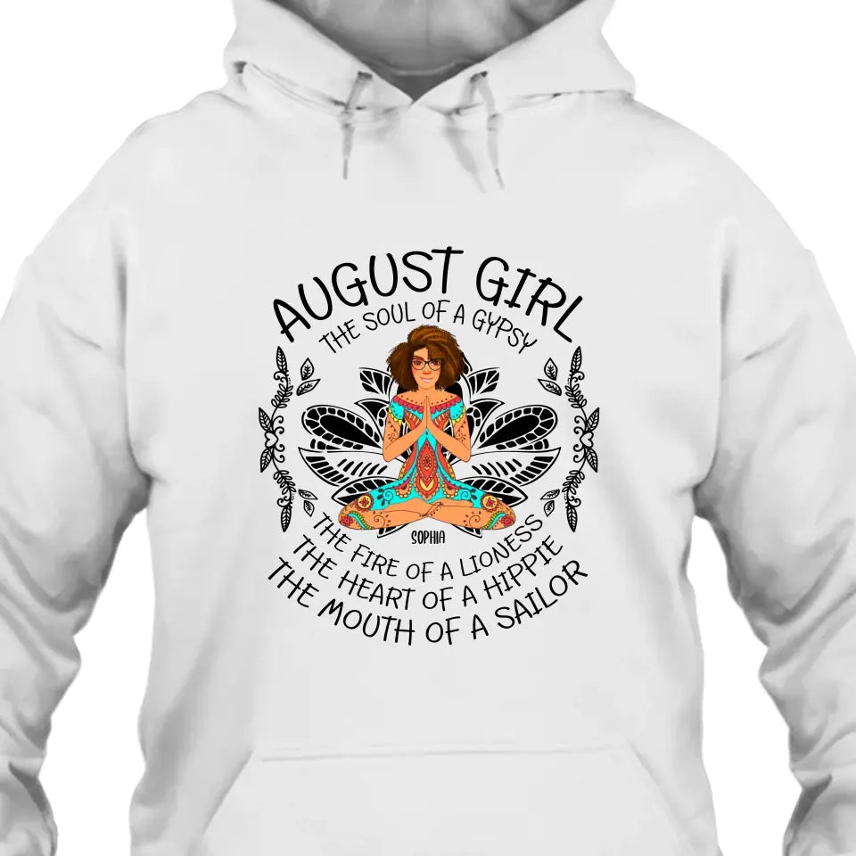 Personalized 12 Birth Month Girl - The Heart Of Gypsy, The Mouth Of A Sailor - T-Shirt and Hoodie - Hippie Gift For Birthday