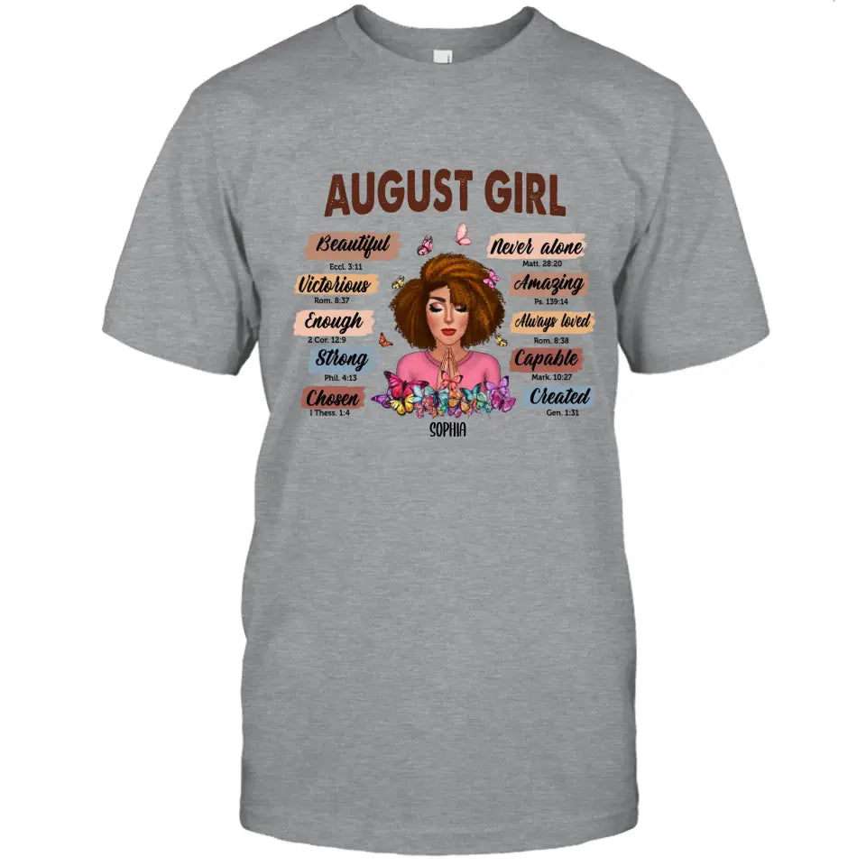 Praying Girl - Personalized 12 Birth Month - T-Shirt and Hoodie - Gift For Birthday