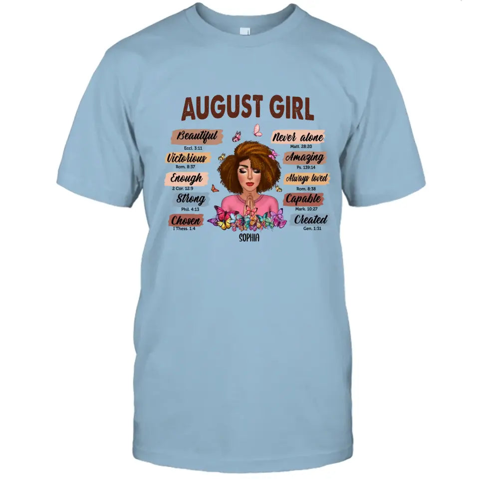 Praying Girl - Personalized 12 Birth Month - T-Shirt and Hoodie - Gift For Birthday