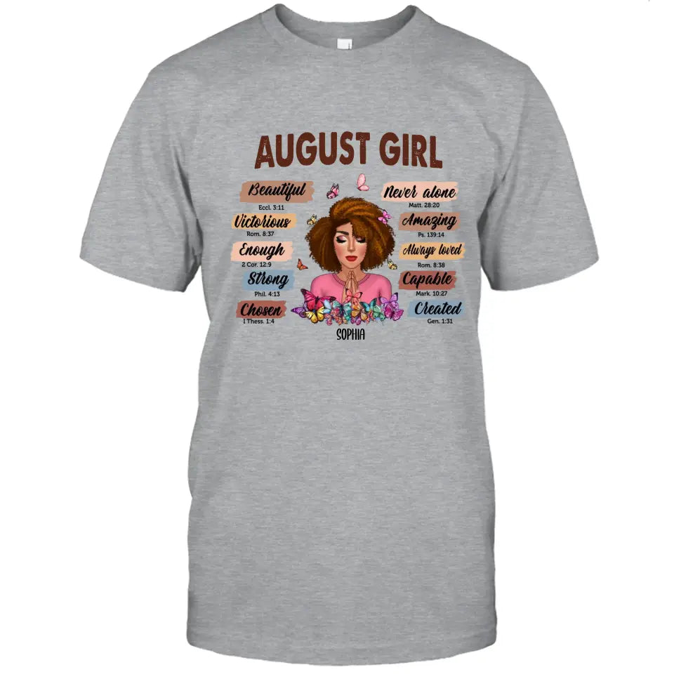 Praying Girl - Personalized 12 Birth Month - T-Shirt and Hoodie - Gift For Birthday