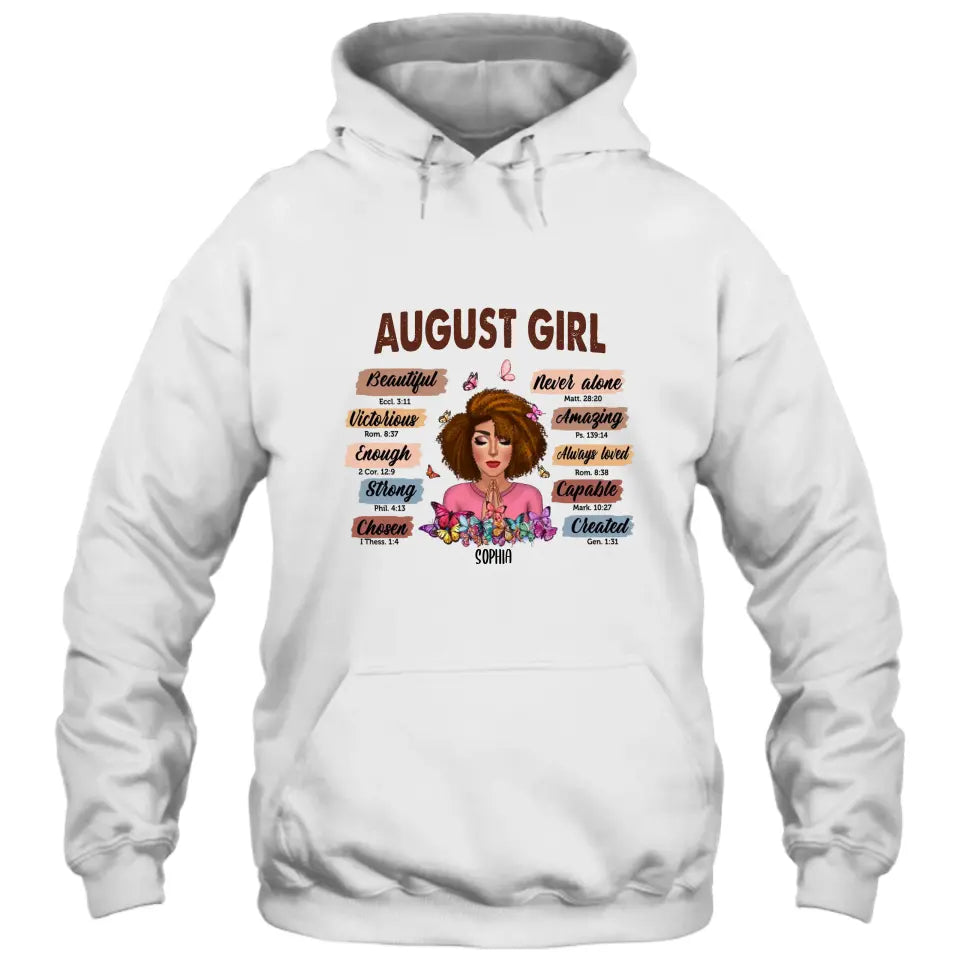 Praying Girl - Personalized 12 Birth Month - T-Shirt and Hoodie - Gift For Birthday