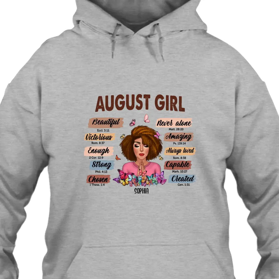 Praying Girl - Personalized 12 Birth Month - T-Shirt and Hoodie - Gift For Birthday