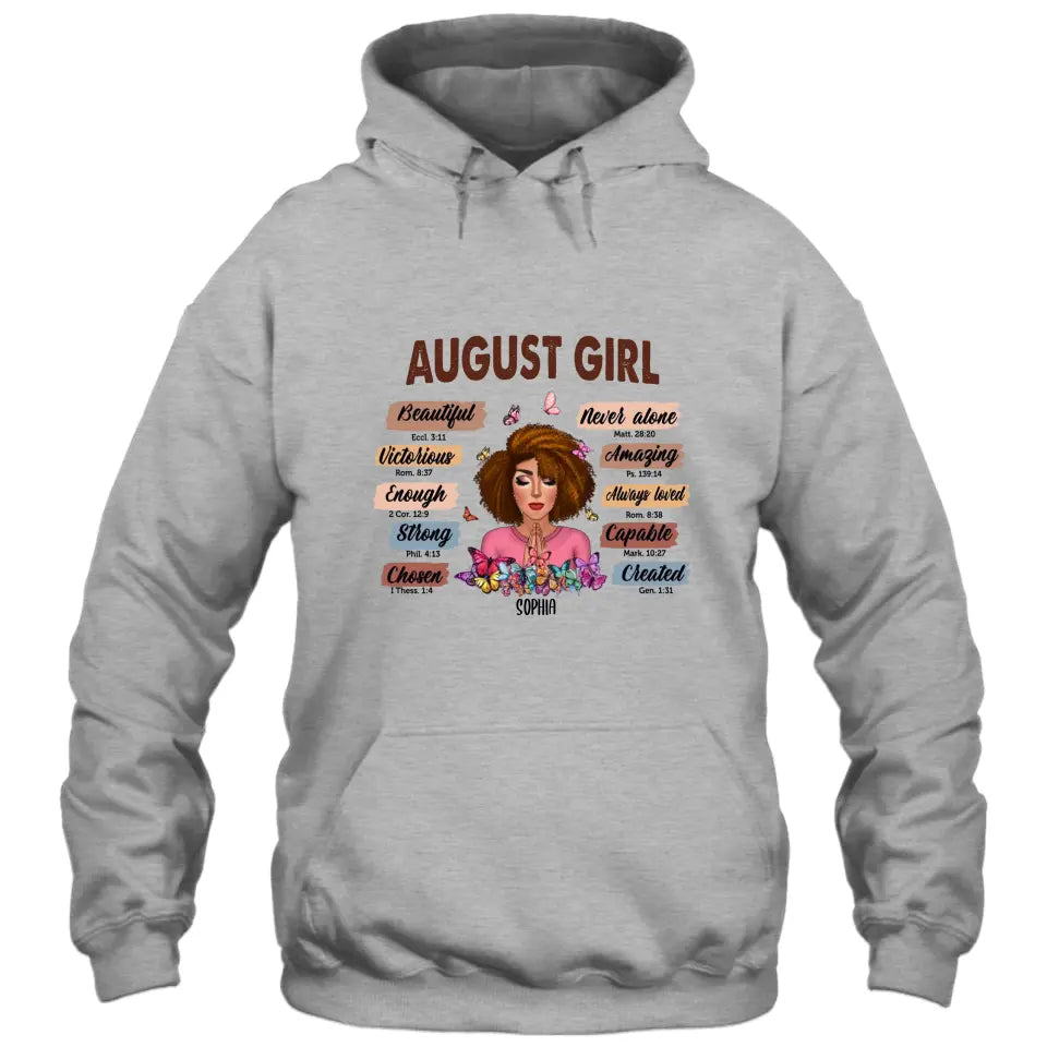 Praying Girl - Personalized 12 Birth Month - T-Shirt and Hoodie - Gift For Birthday