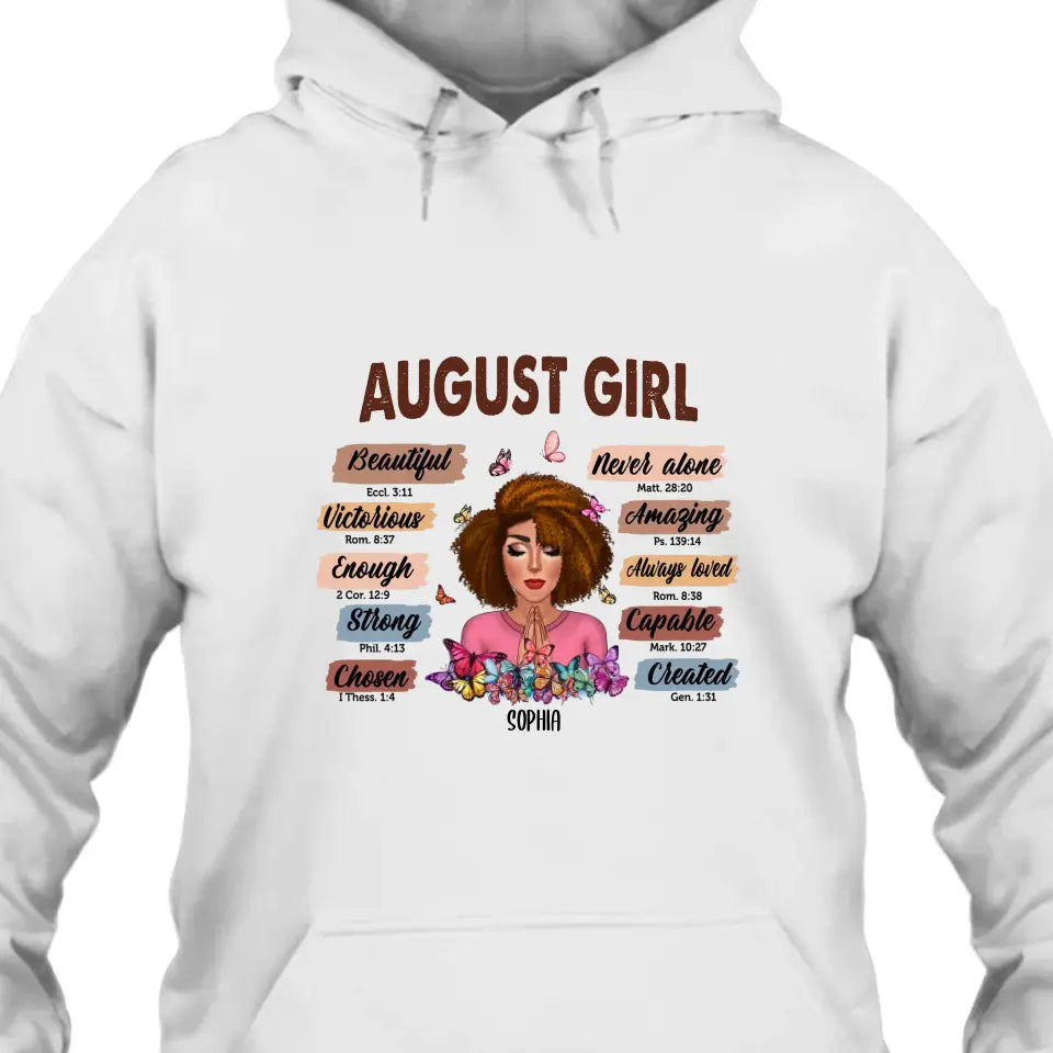 Praying Girl - Personalized 12 Birth Month - T-Shirt and Hoodie - Gift For Birthday