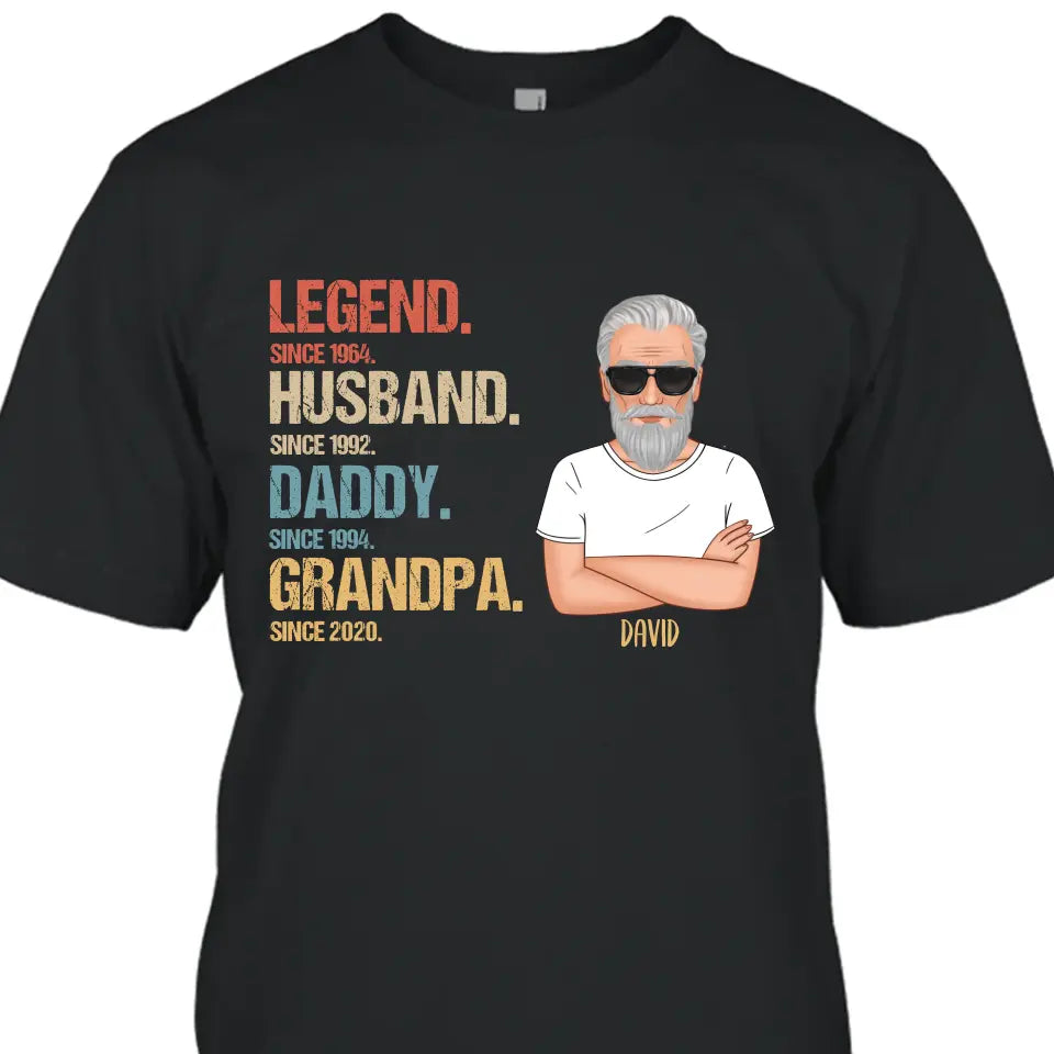 Personalized Vintage Legend Husband Daddy Grandpa T-Shirt and Hoodie - Custom Gift for Father's Day, Christmas