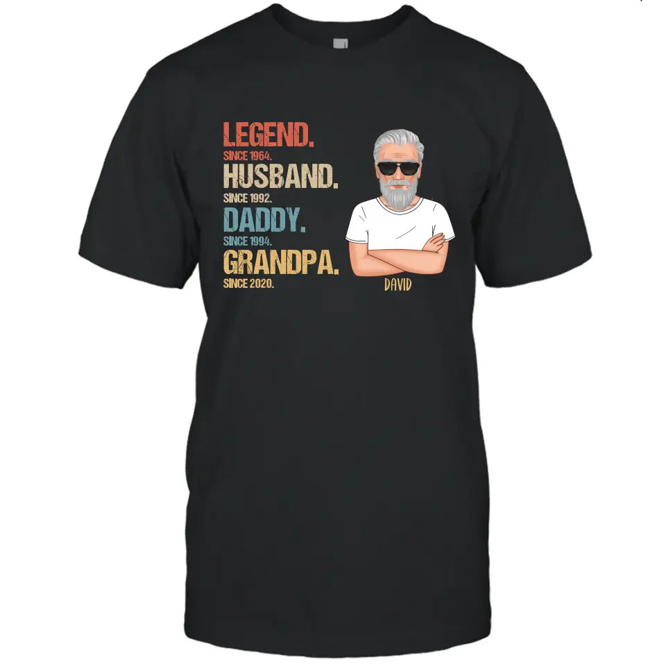 Personalized Vintage Legend Husband Daddy Grandpa T-Shirt and Hoodie - Custom Gift for Father's Day, Christmas