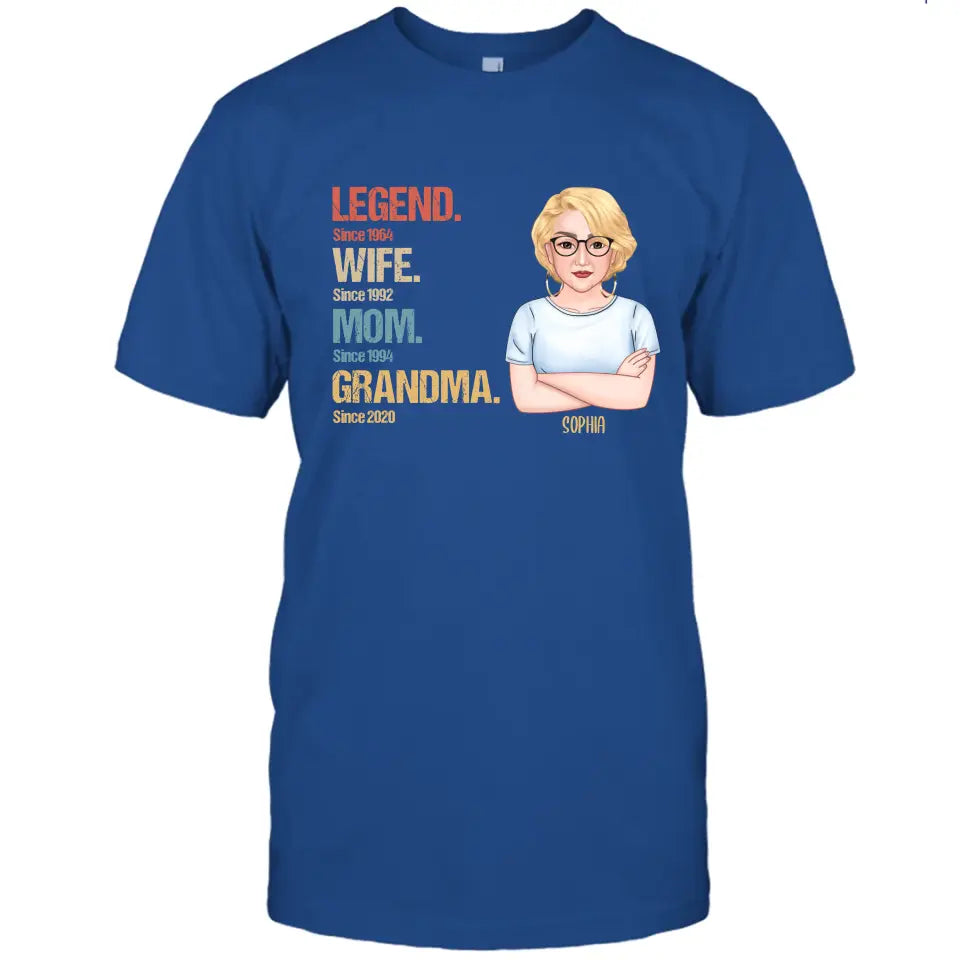 Personalized Vintage Legend Wife Mom Grandma T-Shirt and Hoodie - Custom Gift for Mother's Day, Christmas