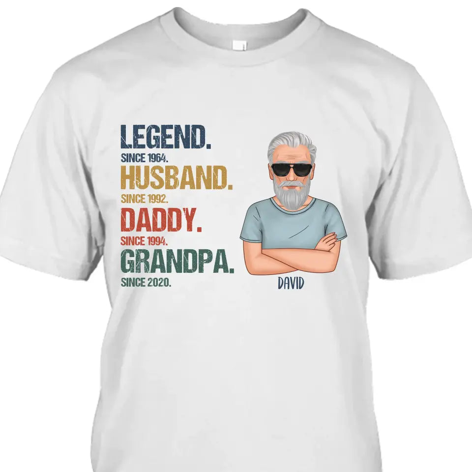 Personalized Vintage Legend Husband Daddy Grandpa T-Shirt and Hoodie - Custom Gift for Father's Day, Christmas