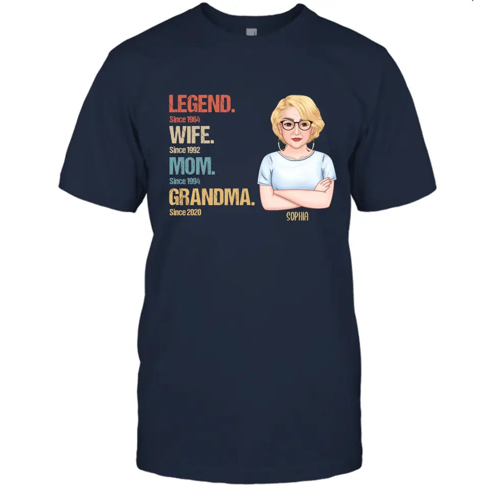 Personalized Vintage Legend Wife Mom Grandma T-Shirt and Hoodie - Custom Gift for Mother's Day, Christmas