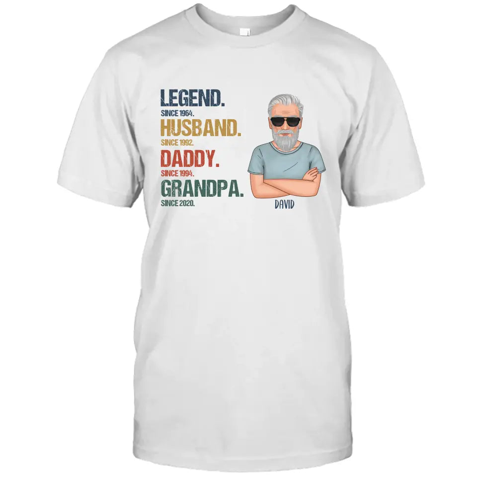 Personalized Vintage Legend Husband Daddy Grandpa T-Shirt and Hoodie - Custom Gift for Father's Day, Christmas