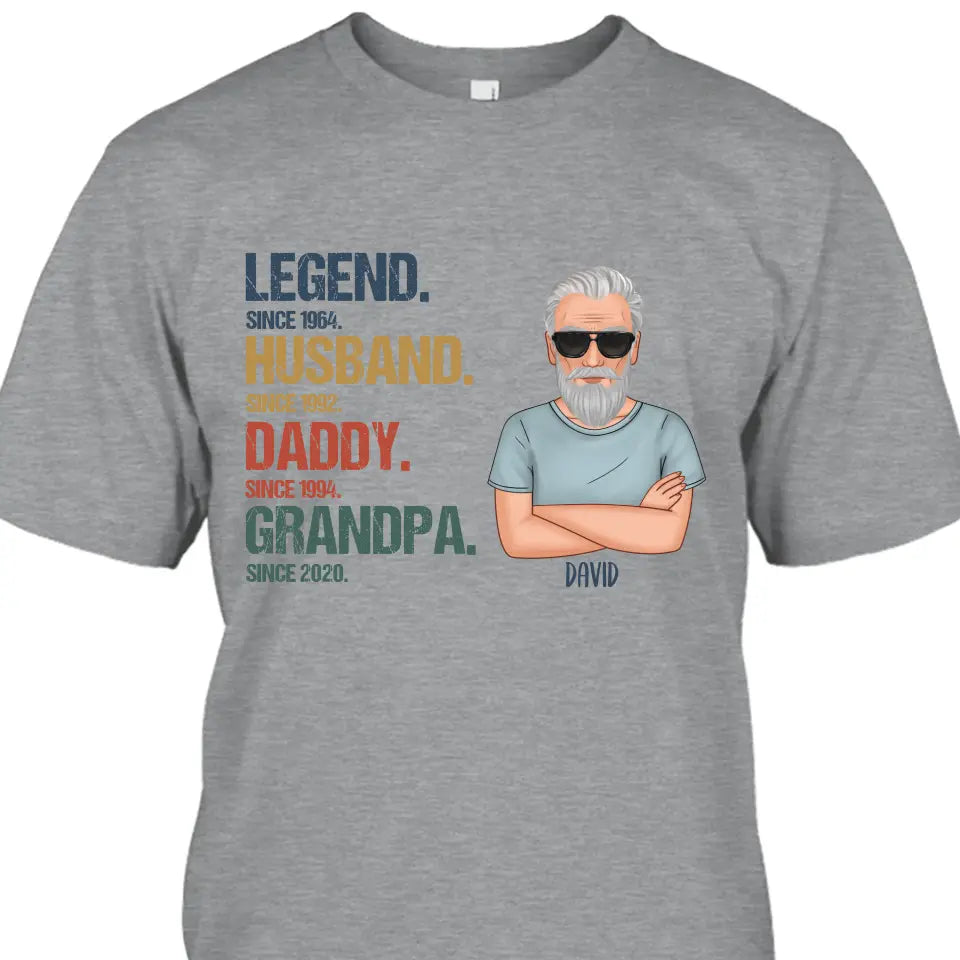 Personalized Vintage Legend Husband Daddy Grandpa T-Shirt and Hoodie - Custom Gift for Father's Day, Christmas