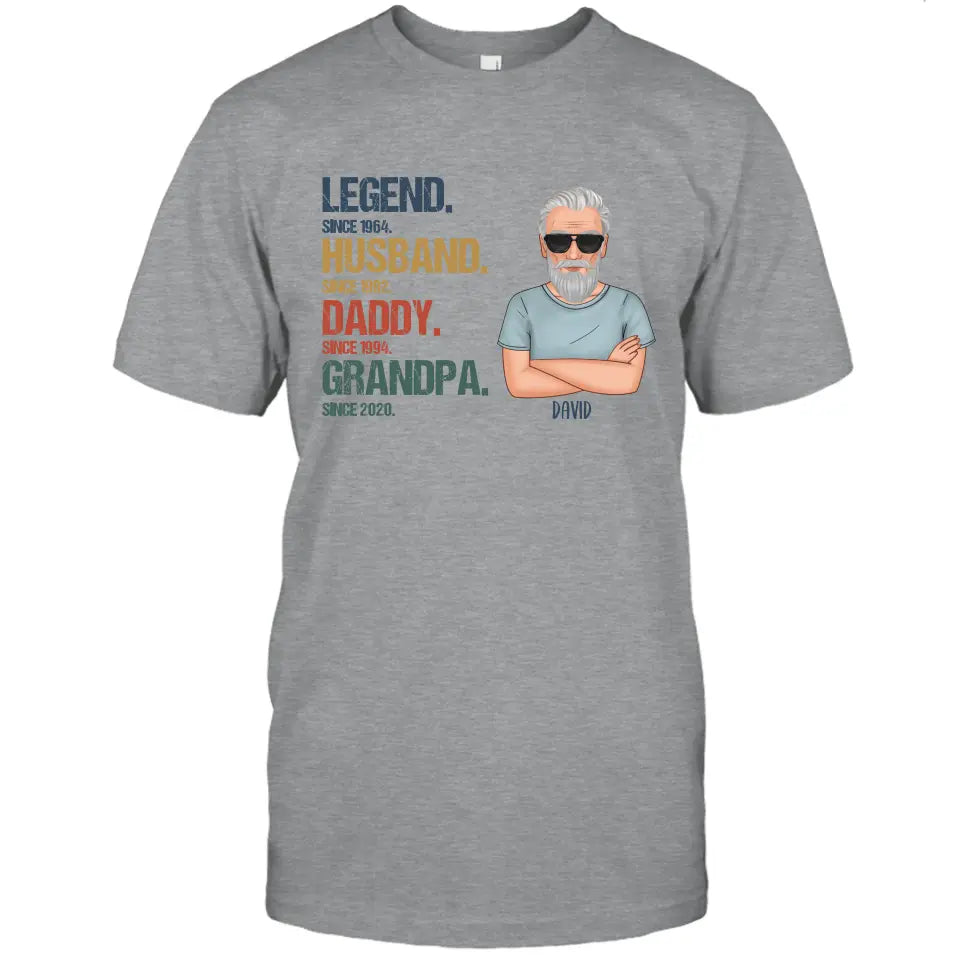 Personalized Vintage Legend Husband Daddy Grandpa T-Shirt and Hoodie - Custom Gift for Father's Day, Christmas