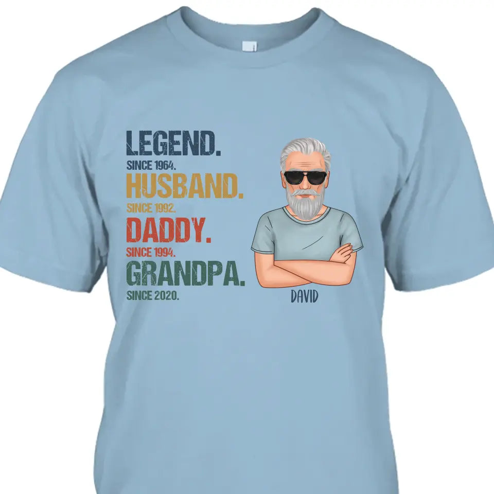 Personalized Vintage Legend Husband Daddy Grandpa T-Shirt and Hoodie - Custom Gift for Father's Day, Christmas