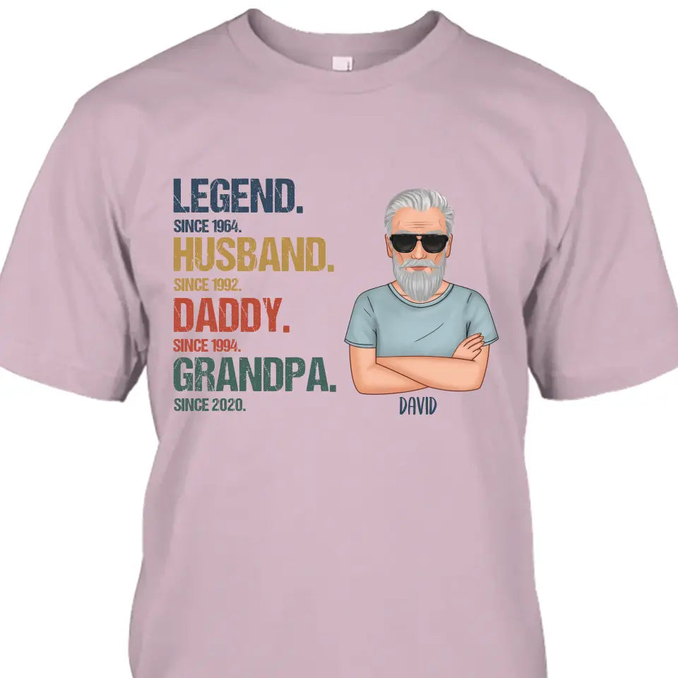 Personalized Vintage Legend Husband Daddy Grandpa T-Shirt and Hoodie - Custom Gift for Father's Day, Christmas