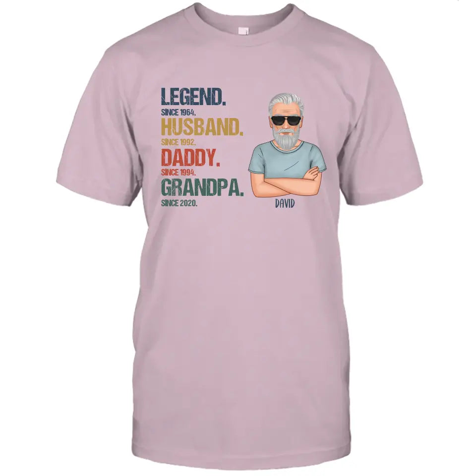 Personalized Vintage Legend Husband Daddy Grandpa T-Shirt and Hoodie - Custom Gift for Father's Day, Christmas