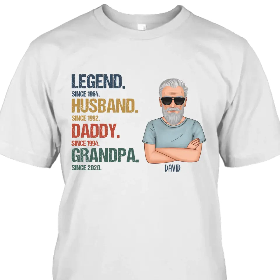 Personalized Vintage Legend Husband Daddy Grandpa T-Shirt and Hoodie - Custom Gift for Father's Day, Christmas