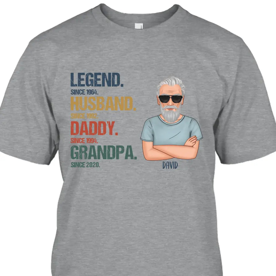 Personalized Vintage Legend Husband Daddy Grandpa T-Shirt and Hoodie - Custom Gift for Father's Day, Christmas