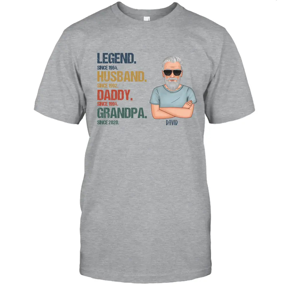 Personalized Vintage Legend Husband Daddy Grandpa T-Shirt and Hoodie - Custom Gift for Father's Day, Christmas