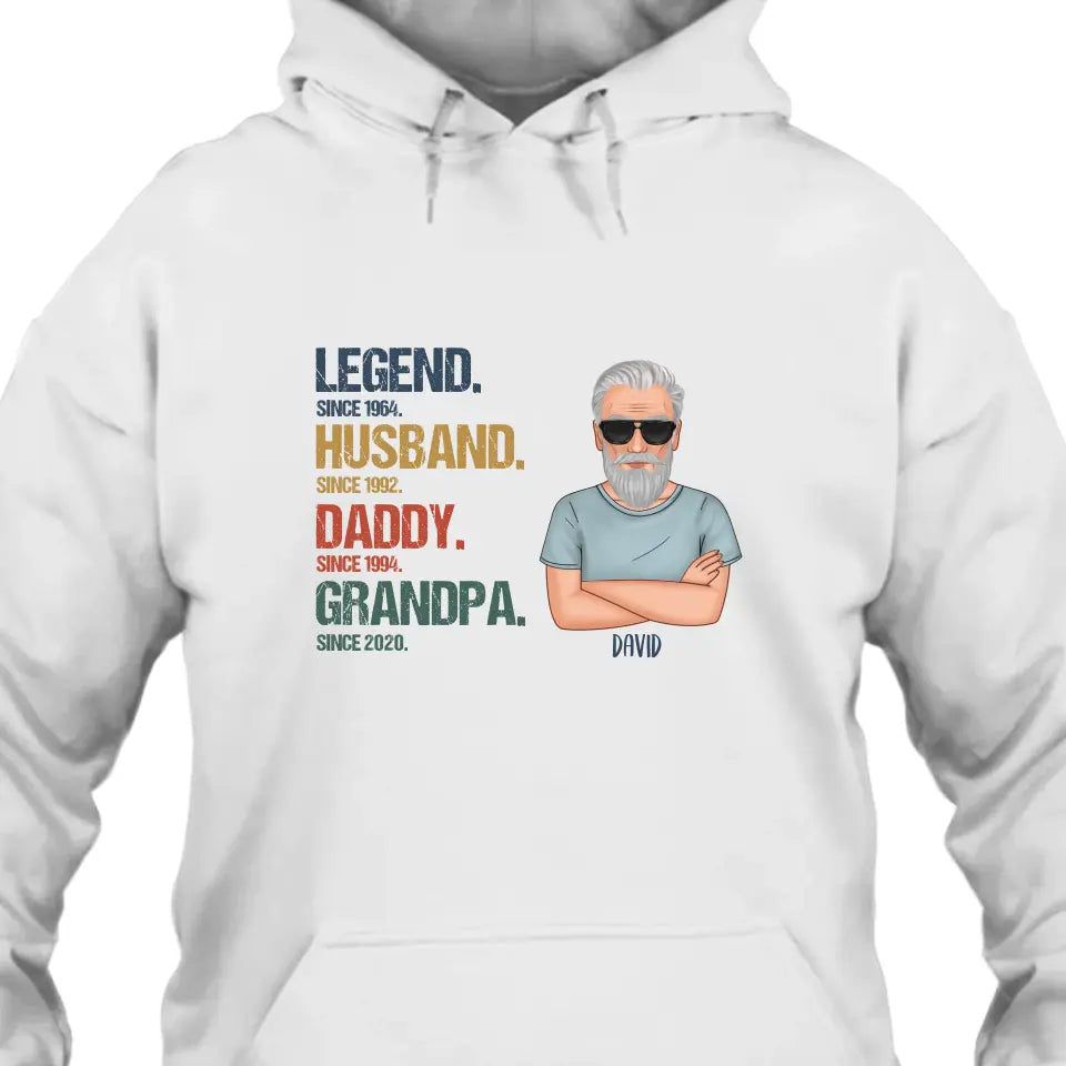 Personalized Vintage Legend Husband Daddy Grandpa T-Shirt and Hoodie - Custom Gift for Father's Day, Christmas