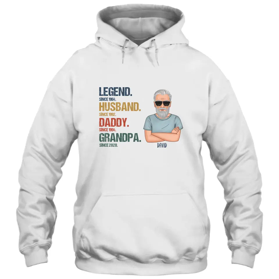 Personalized Vintage Legend Husband Daddy Grandpa T-Shirt and Hoodie - Custom Gift for Father's Day, Christmas