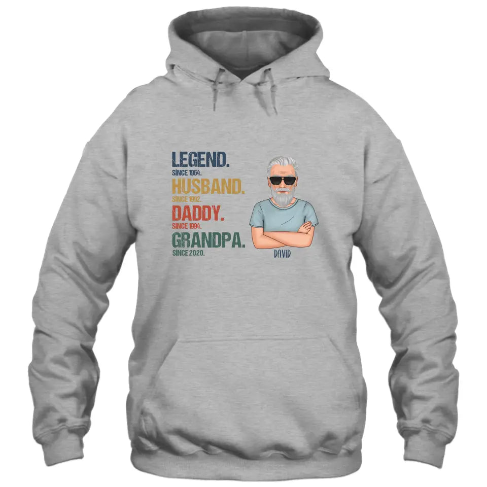 Personalized Vintage Legend Husband Daddy Grandpa T-Shirt and Hoodie - Custom Gift for Father's Day, Christmas