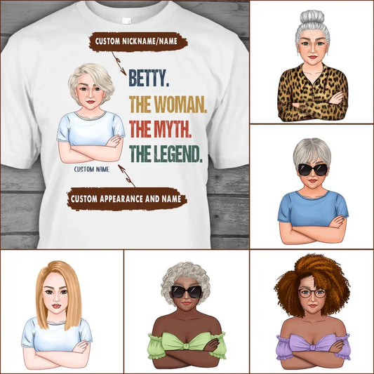 The Woman The Myth The Legend - Personalized Light Color T-Shirt and Hoodie - Gift For Birthday, Christmas