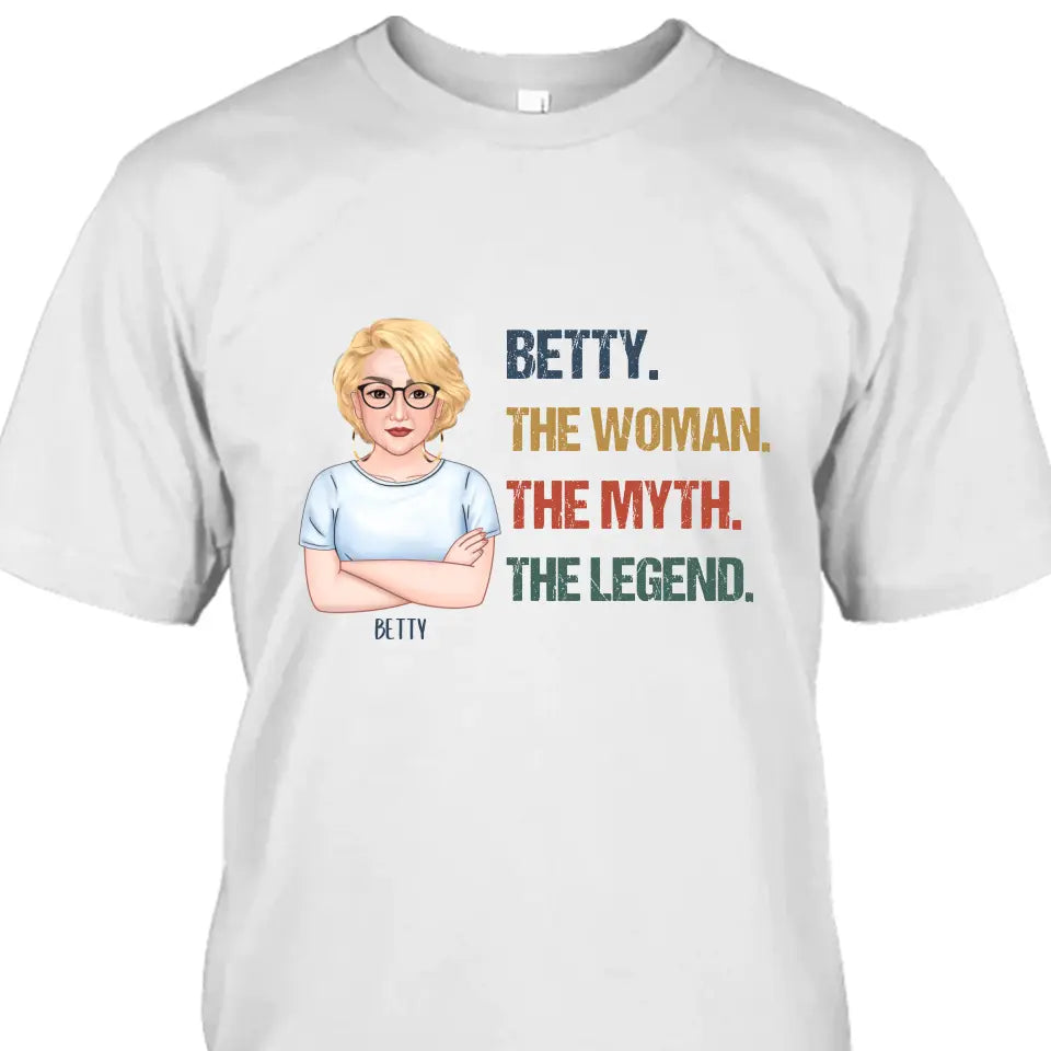 The Woman The Myth The Legend - Personalized Light Color T-Shirt and Hoodie - Gift For Birthday, Christmas