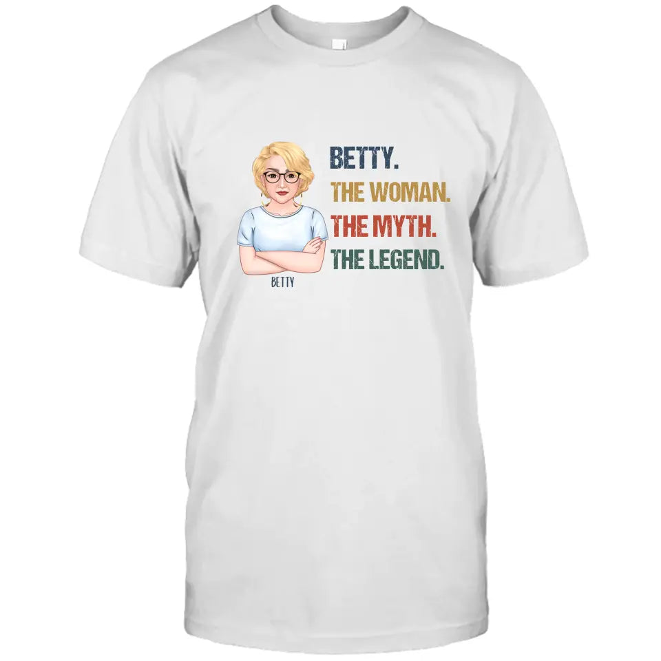 The Woman The Myth The Legend - Personalized Light Color T-Shirt and Hoodie - Gift For Birthday, Christmas