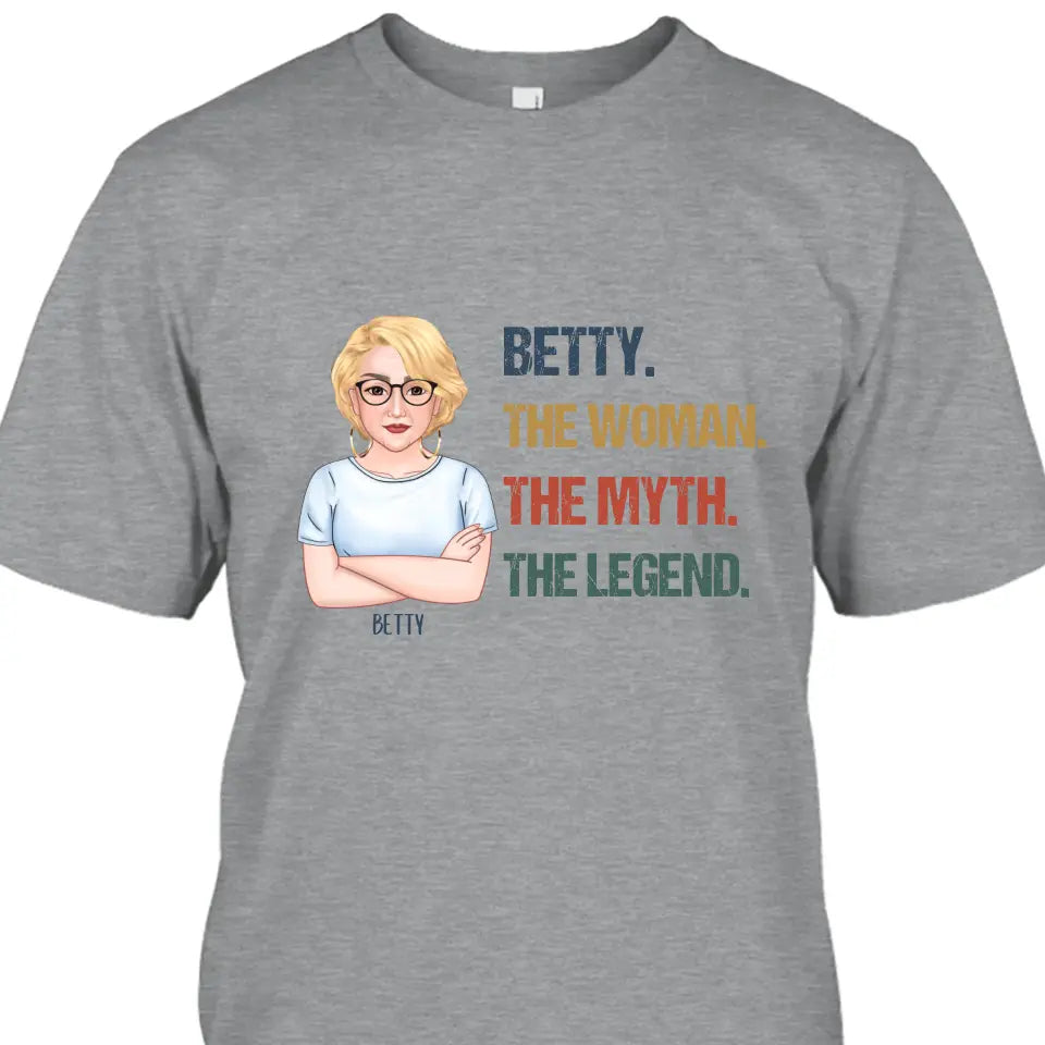 The Woman The Myth The Legend - Personalized Light Color T-Shirt and Hoodie - Gift For Birthday, Christmas