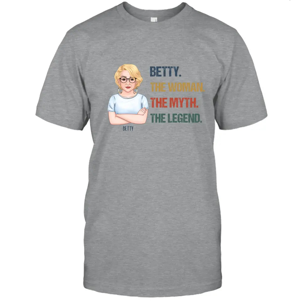 The Woman The Myth The Legend - Personalized Light Color T-Shirt and Hoodie - Gift For Birthday, Christmas