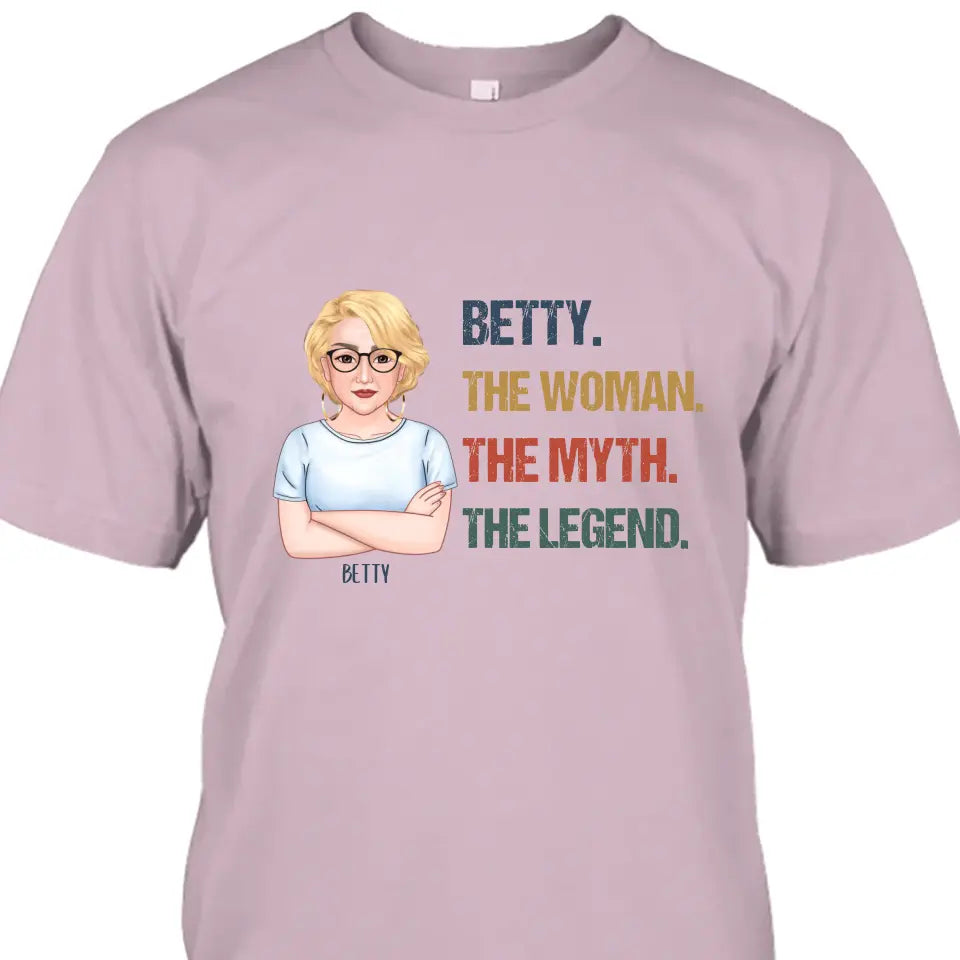 The Woman The Myth The Legend - Personalized Light Color T-Shirt and Hoodie - Gift For Birthday, Christmas