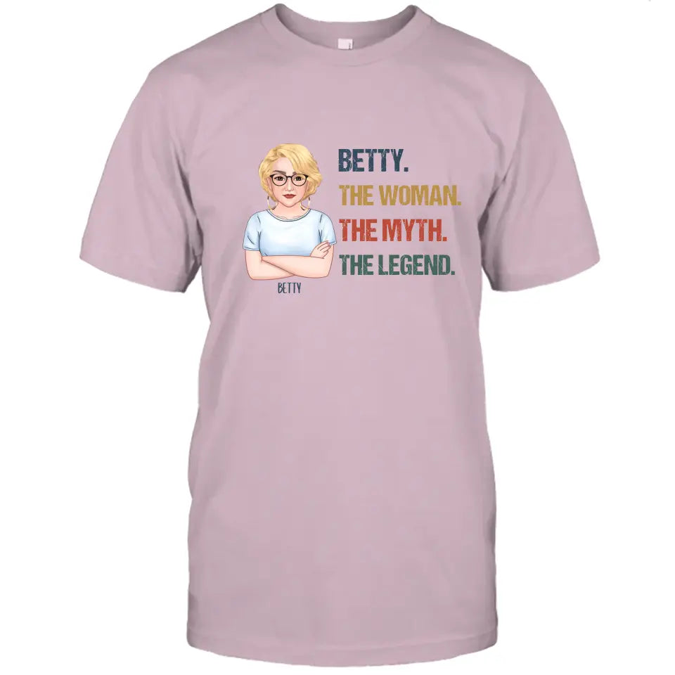 The Woman The Myth The Legend - Personalized Light Color T-Shirt and Hoodie - Gift For Birthday, Christmas