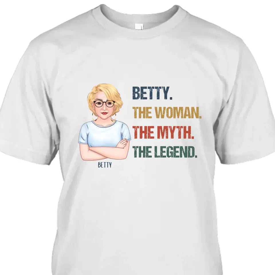 The Woman The Myth The Legend - Personalized Light Color T-Shirt and Hoodie - Gift For Birthday, Christmas