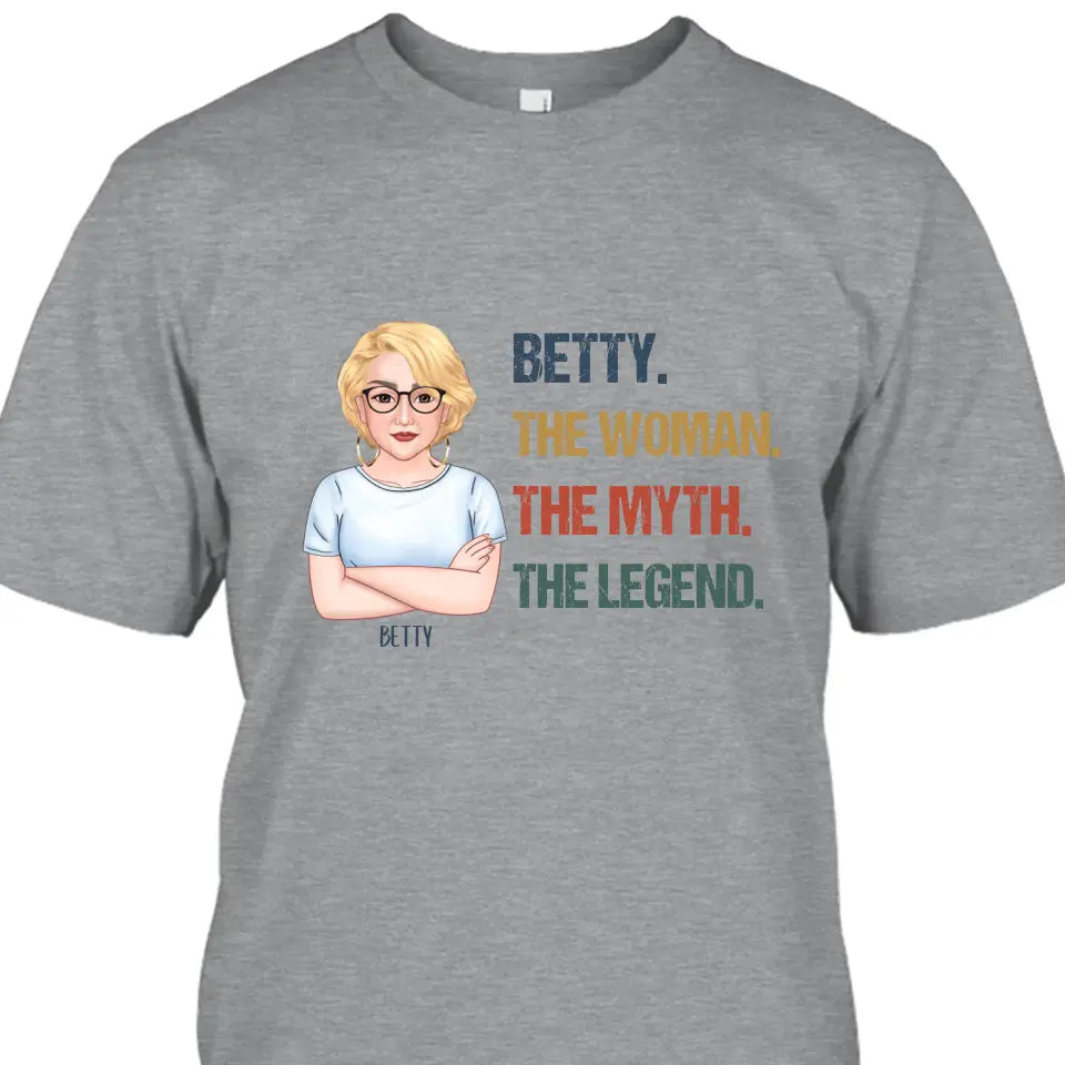 The Woman The Myth The Legend - Personalized Light Color T-Shirt and Hoodie - Gift For Birthday, Christmas