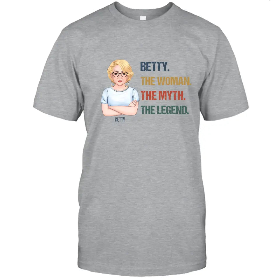 The Woman The Myth The Legend - Personalized Light Color T-Shirt and Hoodie - Gift For Birthday, Christmas