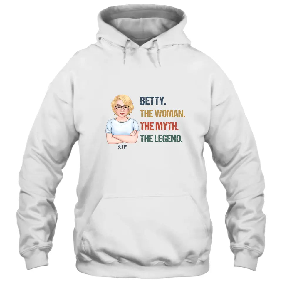 The Woman The Myth The Legend - Personalized Light Color T-Shirt and Hoodie - Gift For Birthday, Christmas