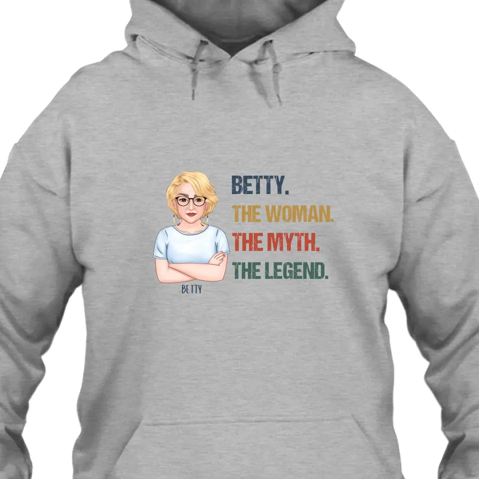 The Woman The Myth The Legend - Personalized Light Color T-Shirt and Hoodie - Gift For Birthday, Christmas