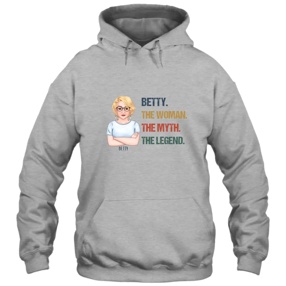 The Woman The Myth The Legend - Personalized Light Color T-Shirt and Hoodie - Gift For Birthday, Christmas