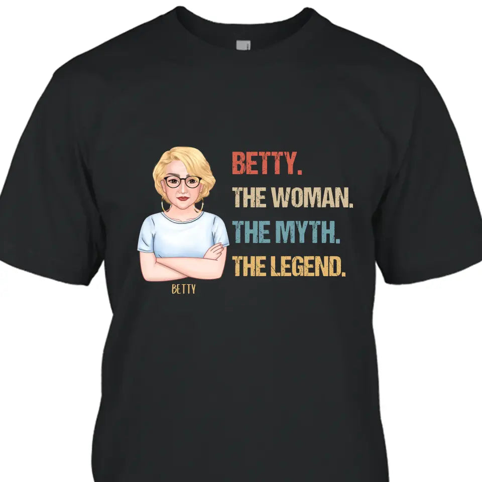 The Woman The Myth The Legend - Personalized Dark Color T-Shirt and Hoodie - Gift For Birthday, Christmas