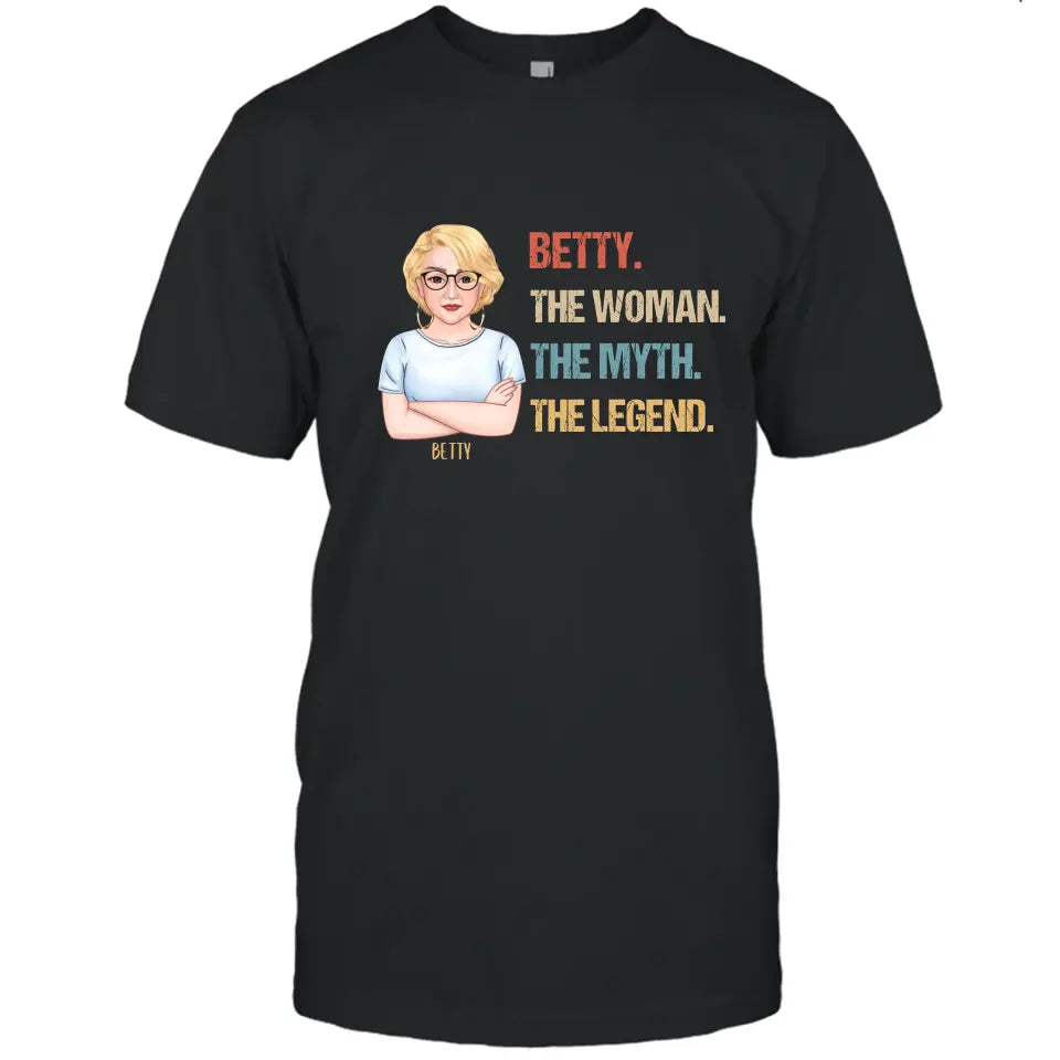 The Woman The Myth The Legend - Personalized Dark Color T-Shirt and Hoodie - Gift For Birthday, Christmas