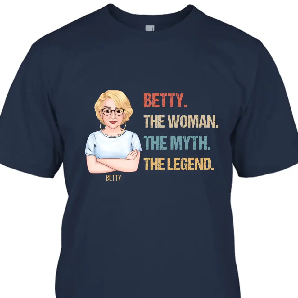 The Woman The Myth The Legend - Personalized Dark Color T-Shirt and Hoodie - Gift For Birthday, Christmas