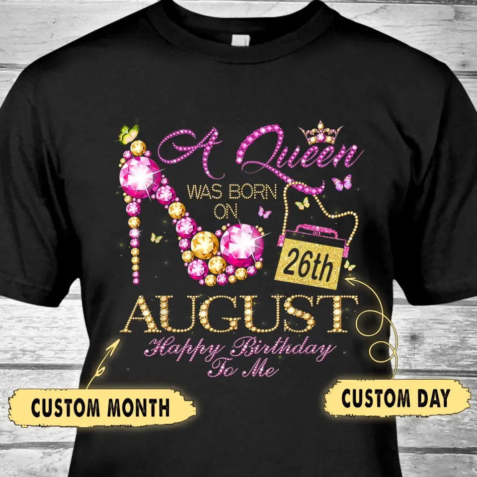 Custom 12 Birth Month - Queen Was Born - Personalized Dark Color T-Shirt and Hoodie - Gift For Birthday, Christmas