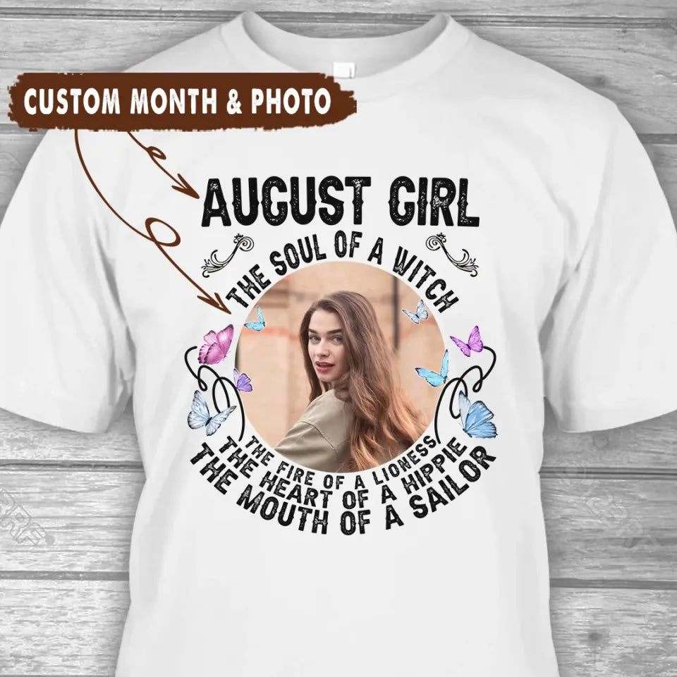 Custom 12 Birthday Month - The Soul Of A Witch - Personalized Photo T-Shirt and Hoodie - Gift For Birthday