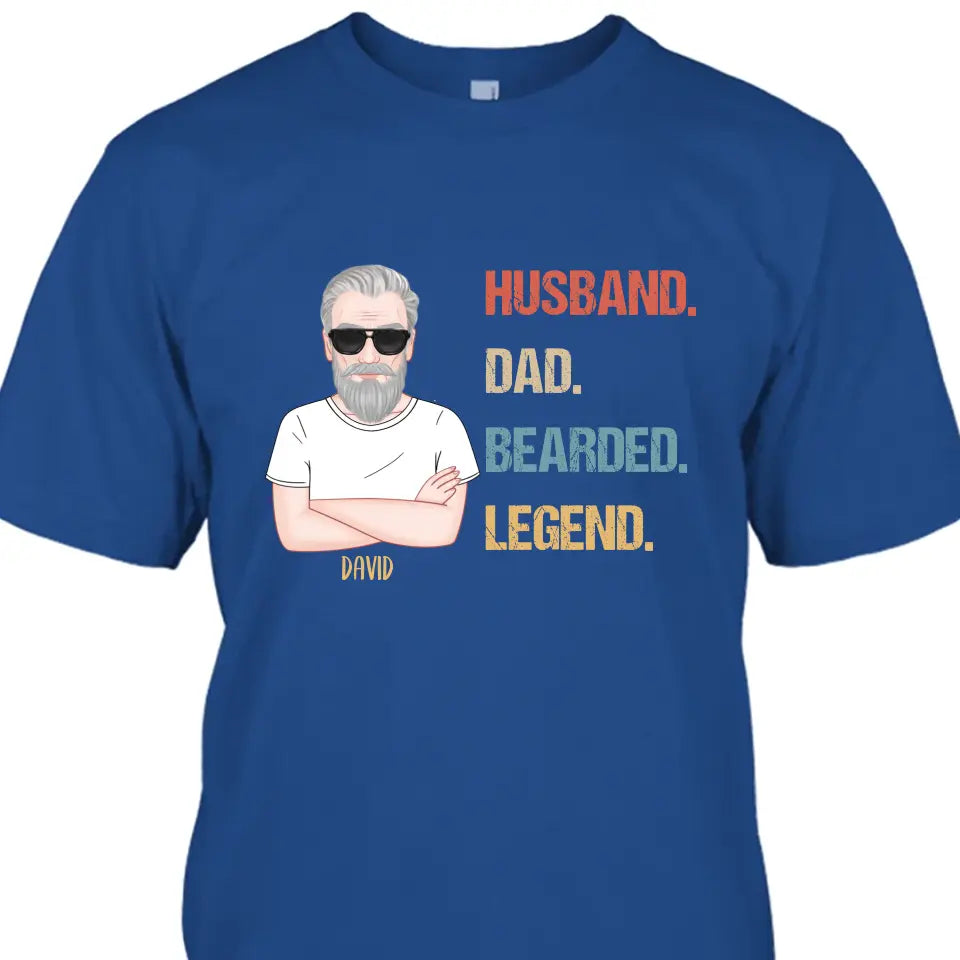 Husband Dad Bearded Legend - Personalized Dark Color T-Shirt and Hoodie - Gift For Birthday, Christmas, Father's Day