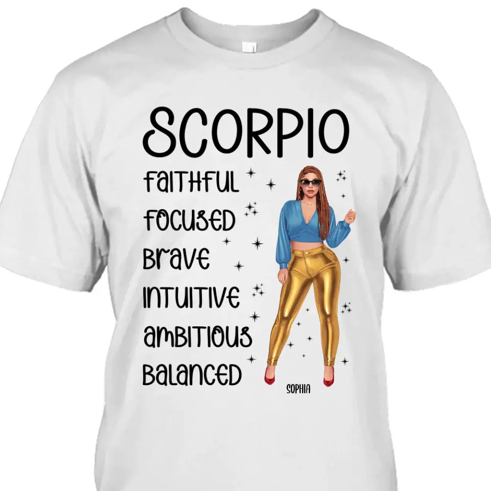 Personalized 12 Zodiac Signs - Fashion Girl - Custom T-Shirt and Hoodie - Gift For Birthday