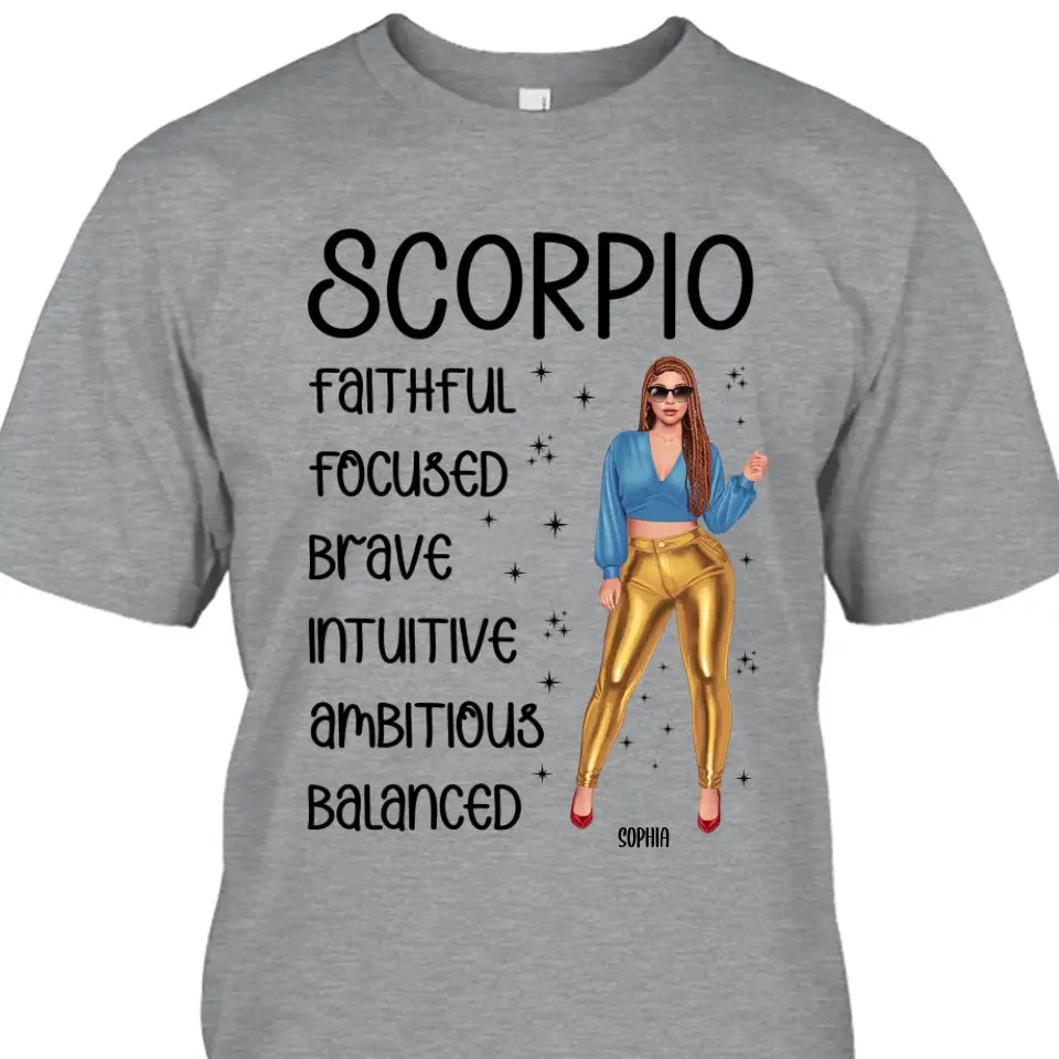 Personalized 12 Zodiac Signs - Fashion Girl - Custom T-Shirt and Hoodie - Gift For Birthday