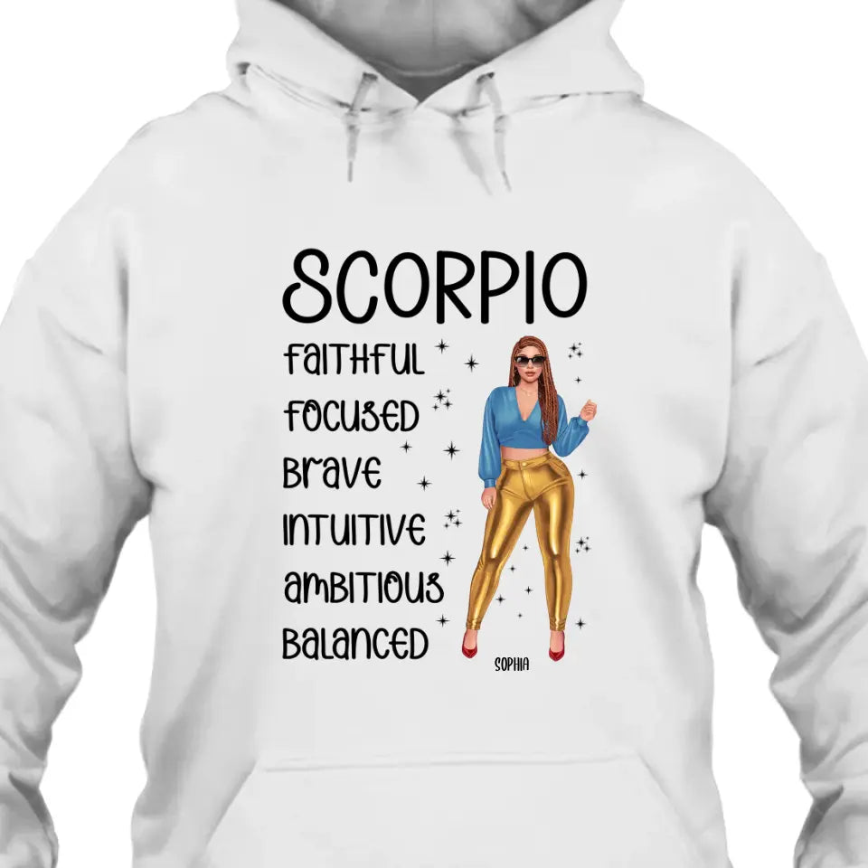 Personalized 12 Zodiac Signs - Fashion Girl - Custom T-Shirt and Hoodie - Gift For Birthday