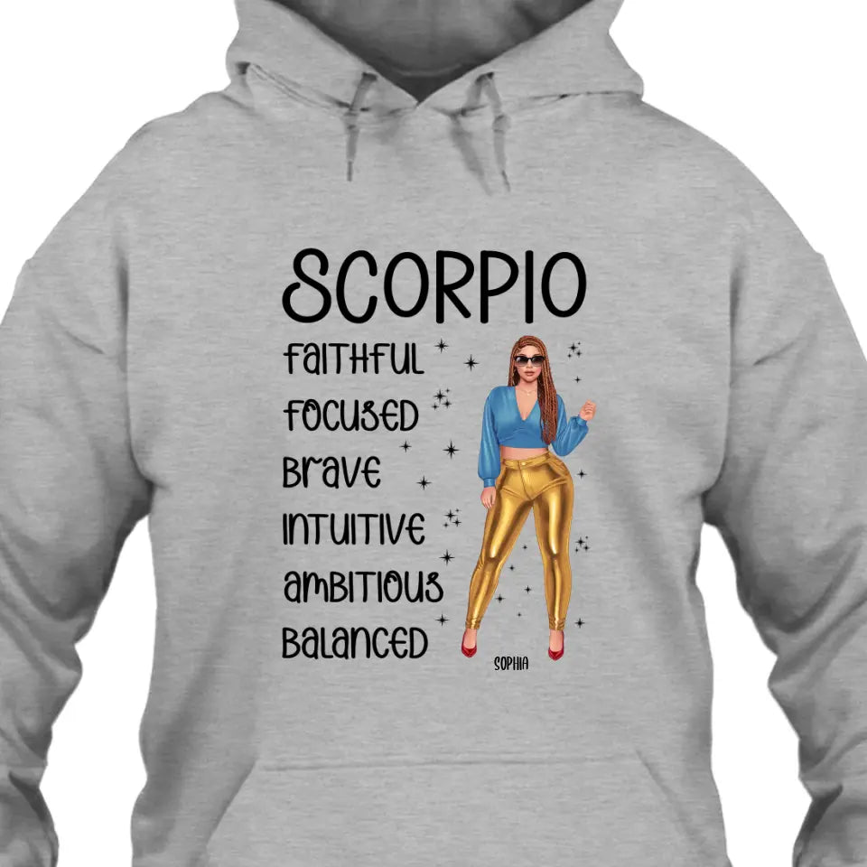 Personalized 12 Zodiac Signs - Fashion Girl - Custom T-Shirt and Hoodie - Gift For Birthday