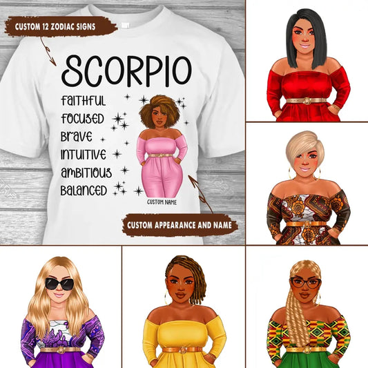 Personalized 12 Zodiac Signs - Colorful Girl - Custom T-Shirt and Hoodie - Gift For Birthday